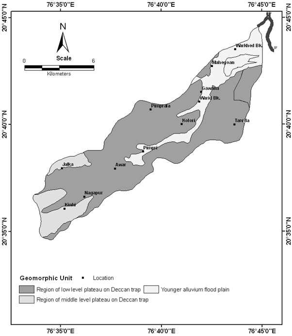 Fig.2: Geomorphological map of the study area BILDI RIVER SUB BASIN The Purna River forms the north eastern boundary of the Akola district, and the eastern portion of the district lies within its
