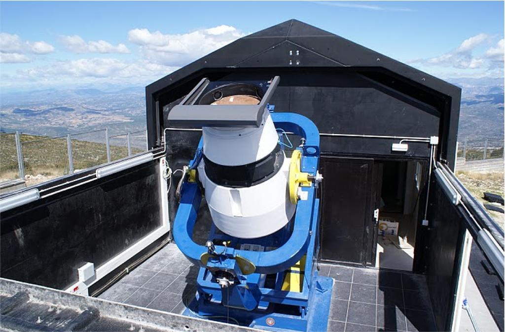 Observations with TFRM I Telescope Fabra ROA Montsec (TFRM) The optical photometic observations of this project are currently made with the robotic telescope TFRM, installed at the Observatori