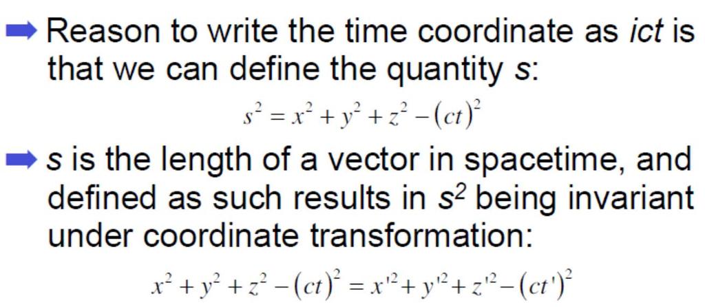 Invariant Quantities: Spacetime Interval Mary Frank s Or, since all observers see the same speed of light, then all