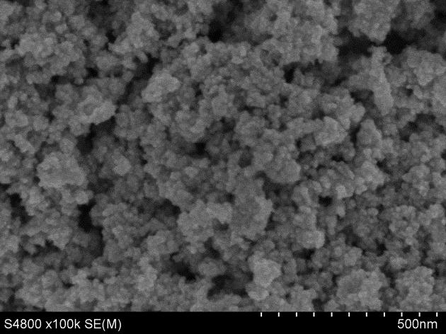 Fig. S6 FE-SEM patterns of pure Pd NPs with different magnification, left (50k), right