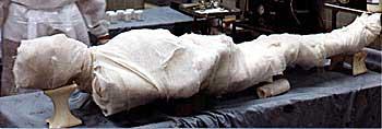 The climate dried out a person s remains, creating a mummy, the preserved body of a dead person.