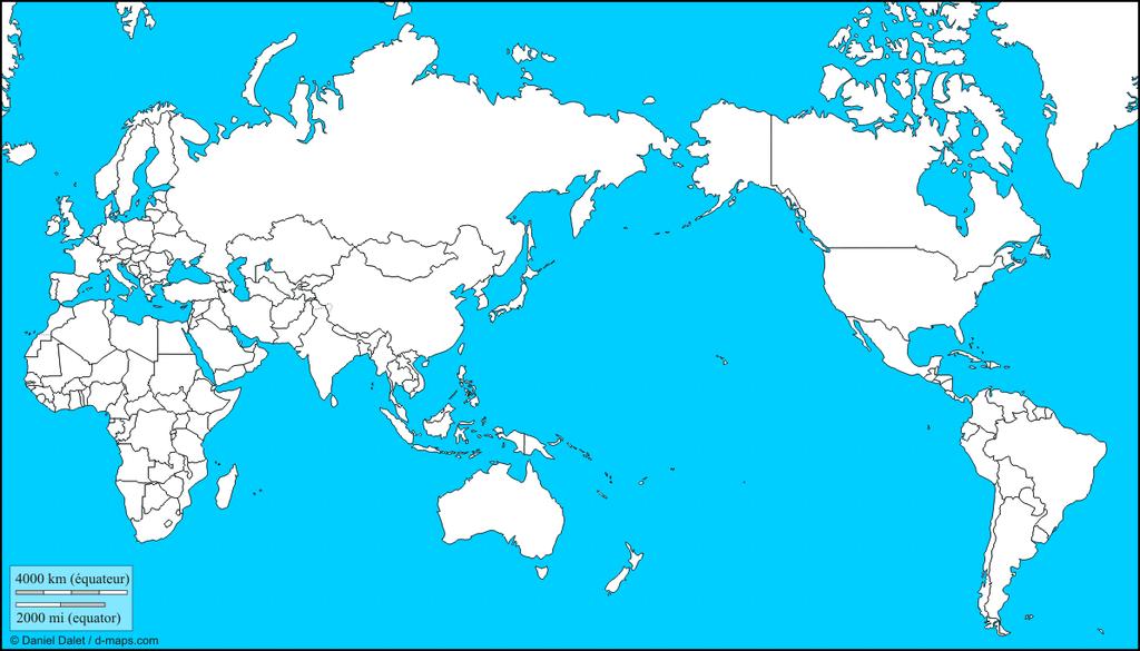 It s a Pacific Ocean-centered world map Arrows B, C and E point to the North Pole.