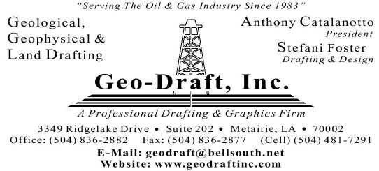 (504) 581-6527 Metairie LA 70002 Fax (504) 524-7798 NOGS thanks our sponsors for their support: GOLD LEVEL SPONSORS: CHEVRON LA BAY EXPLORATION CO, LLC.