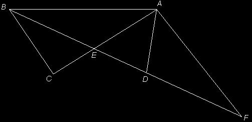 Q90. In the figure, AC = 9 cm, AE = 6 cm, BD = 8.5 cm, BE = 4.5 cm and DF = 5 cm, BEDF and AEC are straight lines.