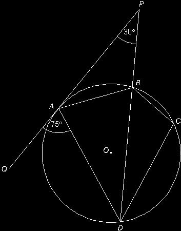 Q93. The diagram shows four points A, B, C and D on the circumference of a circle, centre O. PAQ is the tangent to the circle at A. PBD is a straight line.