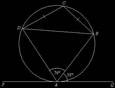 PAQ is a tangent to the circle at A.