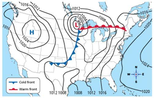 What kinds of symbols and maps are used to analyze the weather?