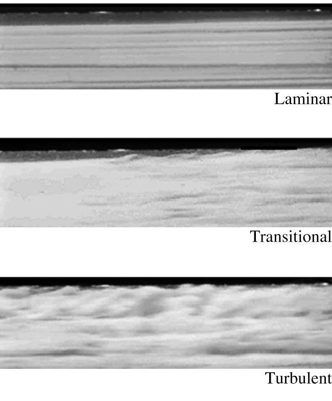 Laminar vs. Turbulent Flow Laminar: highly ordered fluid motion with smooth streamlines. Turbulent: highly disordered fluid motion characterized by velocity fluctuations and eddies.
