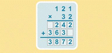 Chapter 1 shows how to set up column multiplication by a two-digit number, multiplying round numbers and evaluating expressions with letters.