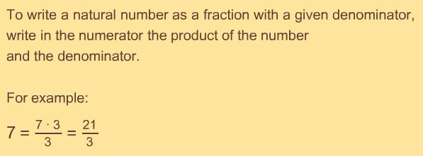 a given denominator will be needed in applications like subtracting fractions from whole numbers.