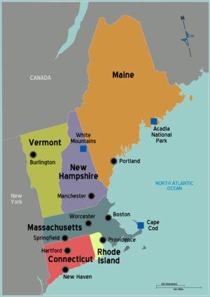 New England New England is the subregion located in the northeastern corner of the United States, between Canada and the Atlantic Ocean.