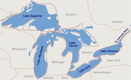The Great Lakes The term Great Lakes refers to a cluster of five huge lakes located in the American Midwest and central Canada.
