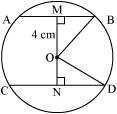 3 2 From equation (2), Therefore, the radius of the circle is Question 3: cm. The lengths of two parallel chords of a circle are 6 cm and 8 cm.