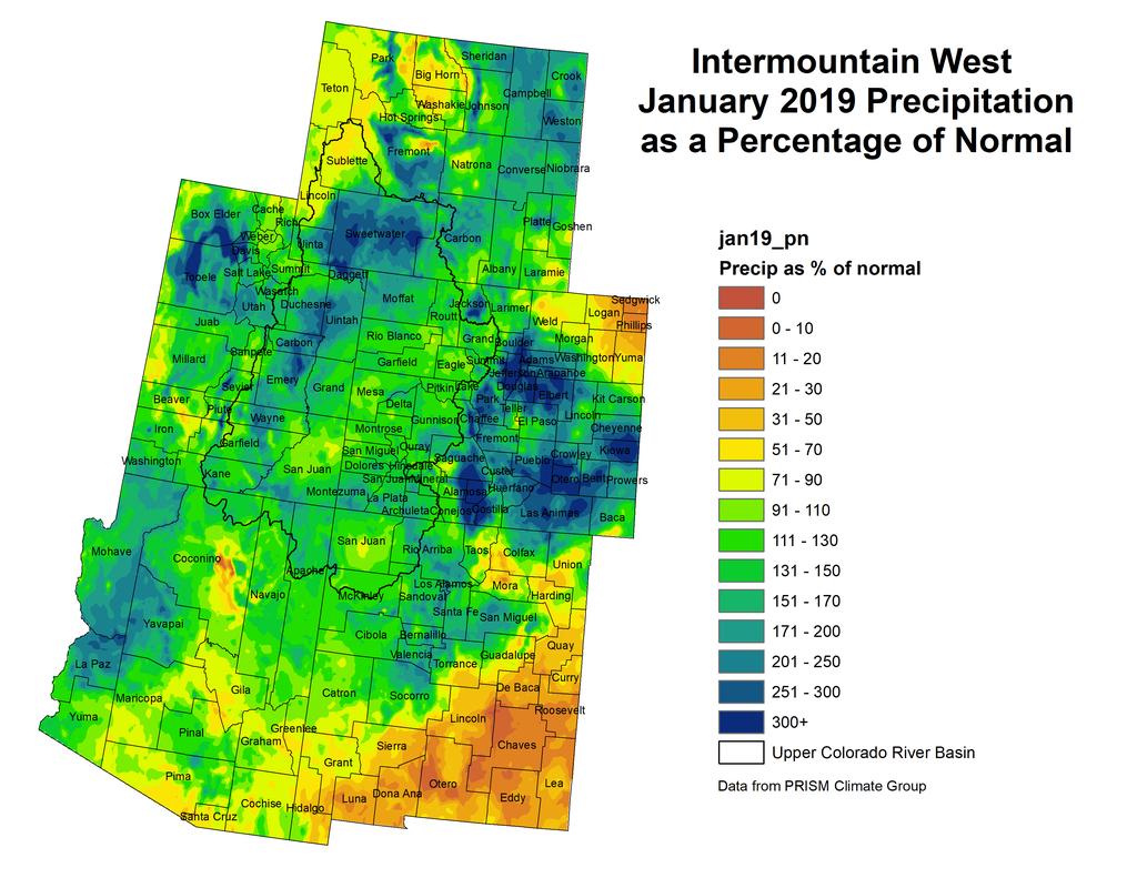 NIDIS Intermountain West Drought Early Warning System February 19, 2019 Precipitation The images above use daily precipitation statistics from NWS COOP, CoCoRaHS, and CoAgMet stations.