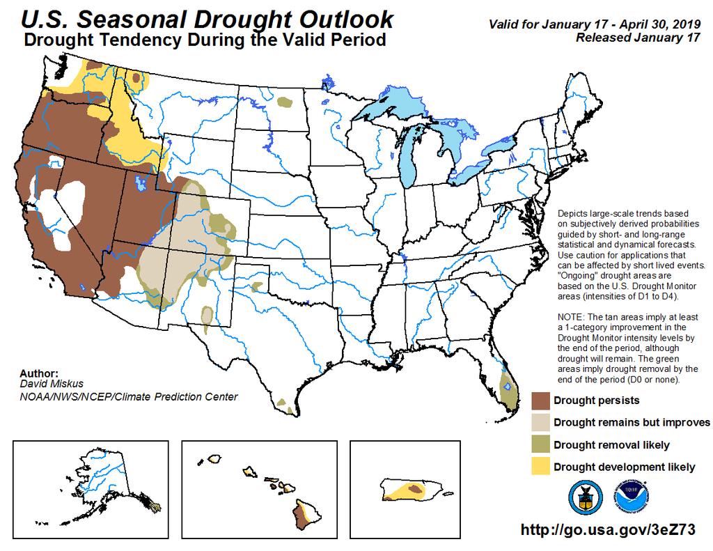 The bottom left image shows the 3-month precipitation outlook from
