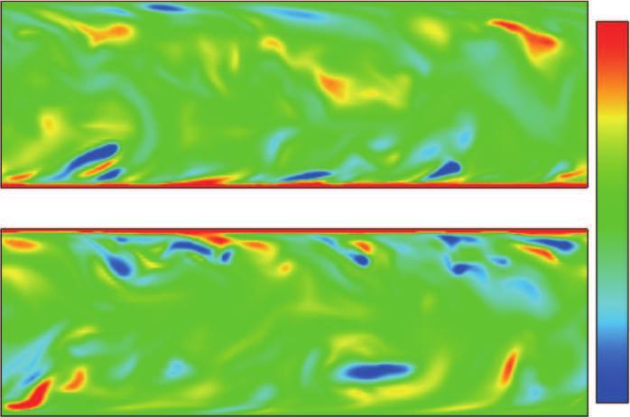Direct numerical simulation of turbulent flows through concentric annulus 1273 π Fig. 8 Instantaneous circumferential velocity for the T = 10 case (color online) 3.