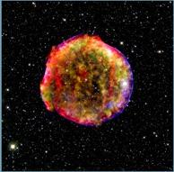 STAR STUFF PAGE 2 Left-over cloud from the Tycho supernova, witnessed by Tycho Brahe and other astronomers over 400 years ago This image combines infrared light captured by the Spitzer Space