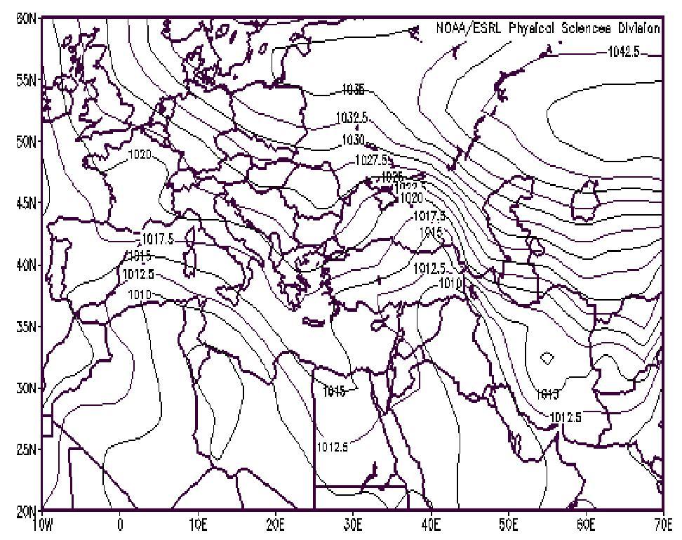 west and north-east level axis and close curve in the south-east of turkey. The front part of this trough is on Iran.