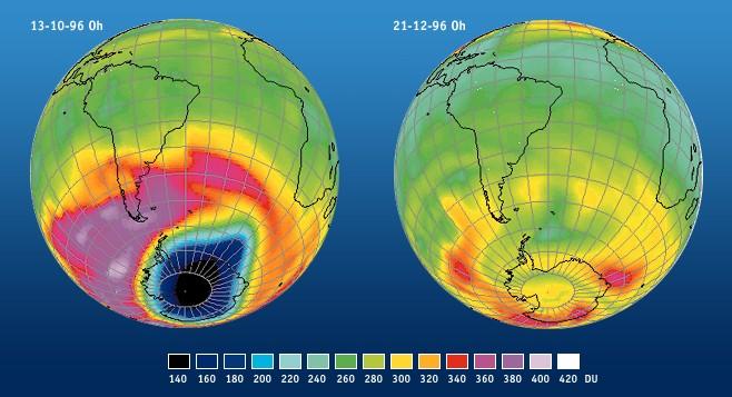 Instruments - GOME Ozone concentration in the upper atmosphere: The ozone hole over the Antarctic