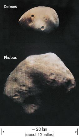 Figure 9.35 Picture of Phobos and Deimos, the moons of Mars. These tiny bodies are probably captured asteroids. Q.