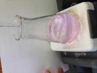 28. Fill the buret to the top with the NaOH solution. Place the beaker containing the waste NaOH under the stopcock and fully open the stopcock allowing ~1 ml of base to exit.
