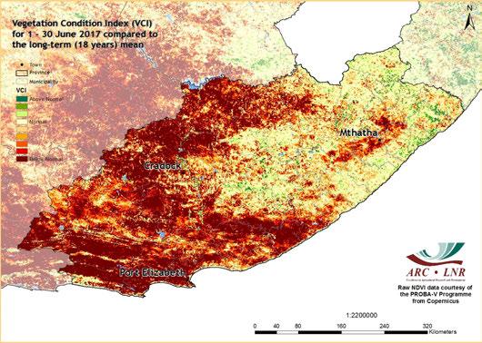 The VCI normalizes the according to its changeability over many years and results in a consistent index for various land cover types.