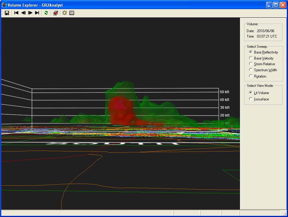 Figure 15 Volumetric cross section of the storm from KCLE