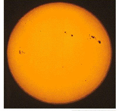 Sunspots: solar magnetism Figure: Chaisson and McMillan, Astronomy Today Sunspots appear dark because they re slightly cooler than the rest of the solar surface.