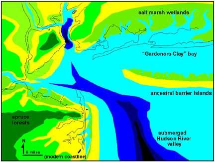 Hypothetical map of the New York Bight during deposition of the