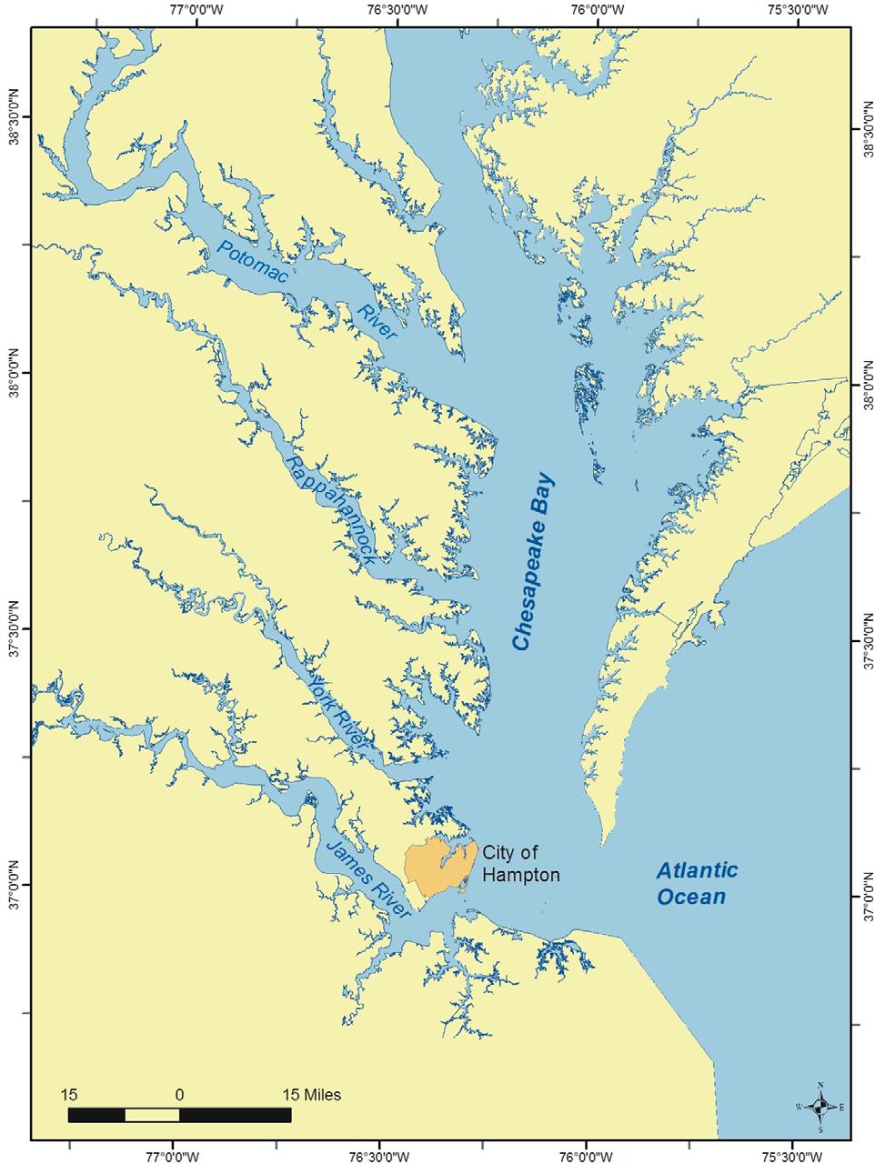 1 Introduction The City of Hampton has about 95 miles of tidal shoreline along Chesapeake Bay, Hampton Roads, Back River, and Hampton River (Figure 1).