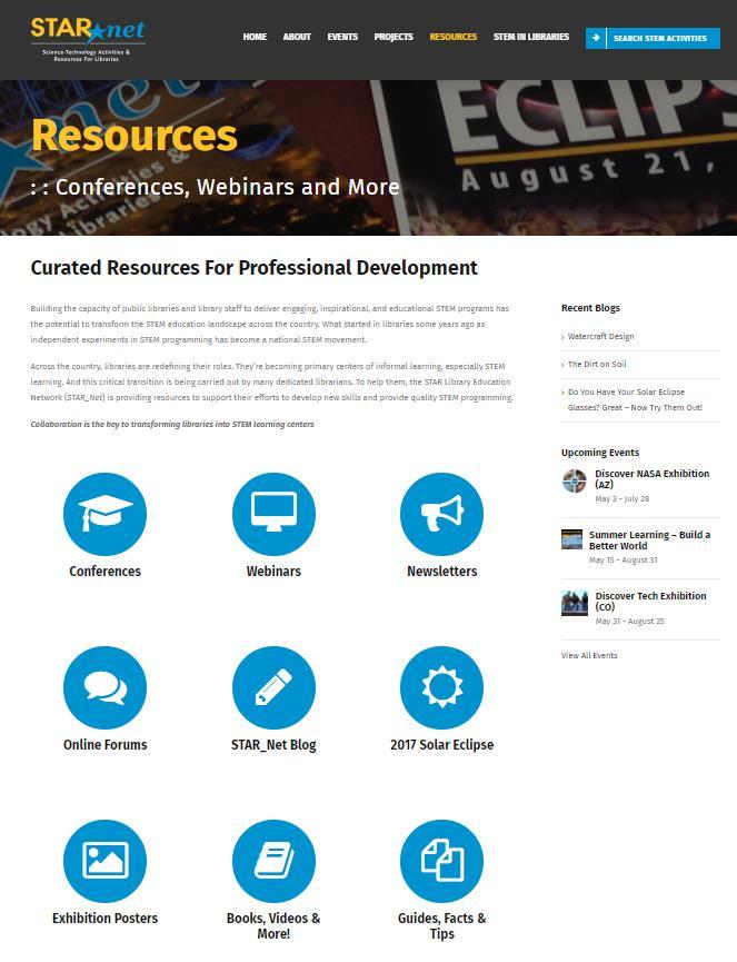 resources, including webinars,
