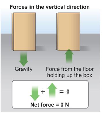 The net force in vertical direction The net force on the box in the up-down direction is
