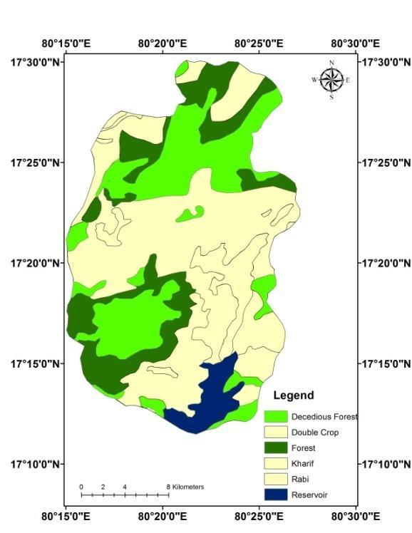 Fig.8 LULC map of the study area. Fig.9 Crop Management (C) Factor Map. 3.5 EROSION CONTROL MANAGEMENT FACTOR MAP (P): P is the support practice factor.
