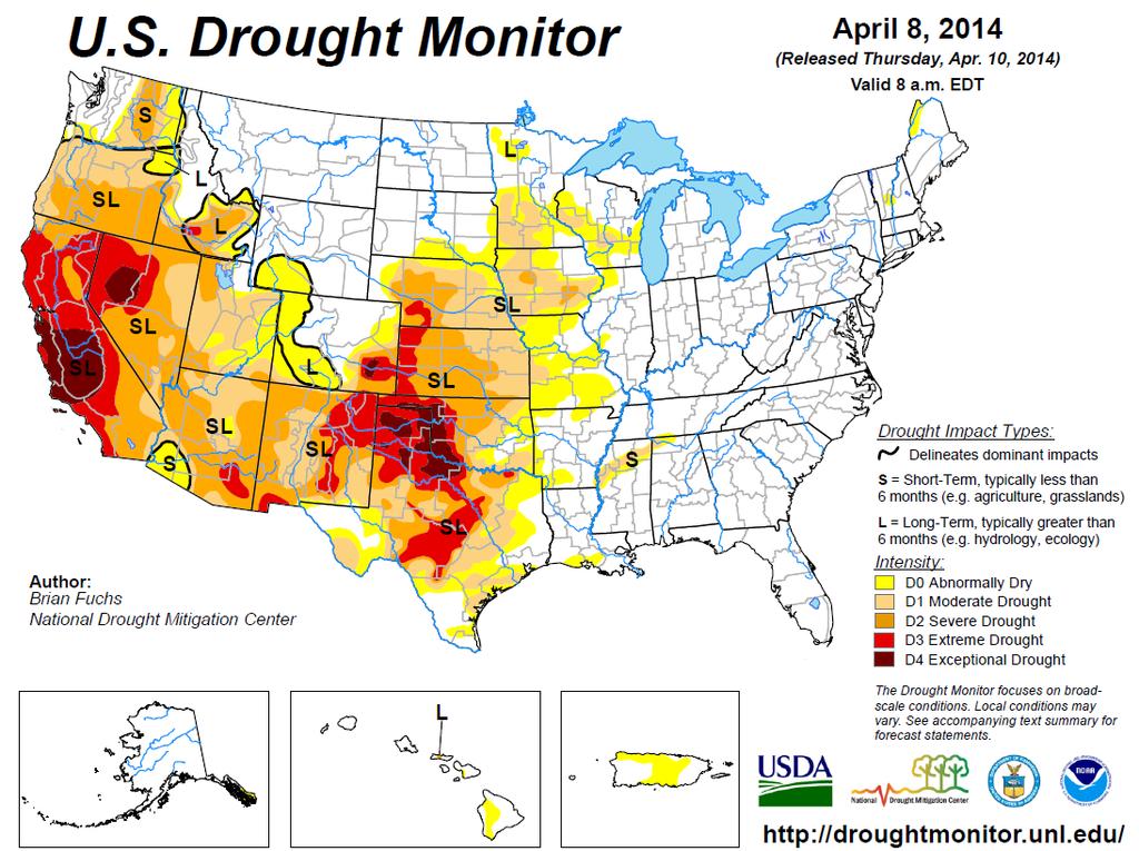 U.S. Drought Monitor as of April 8 d