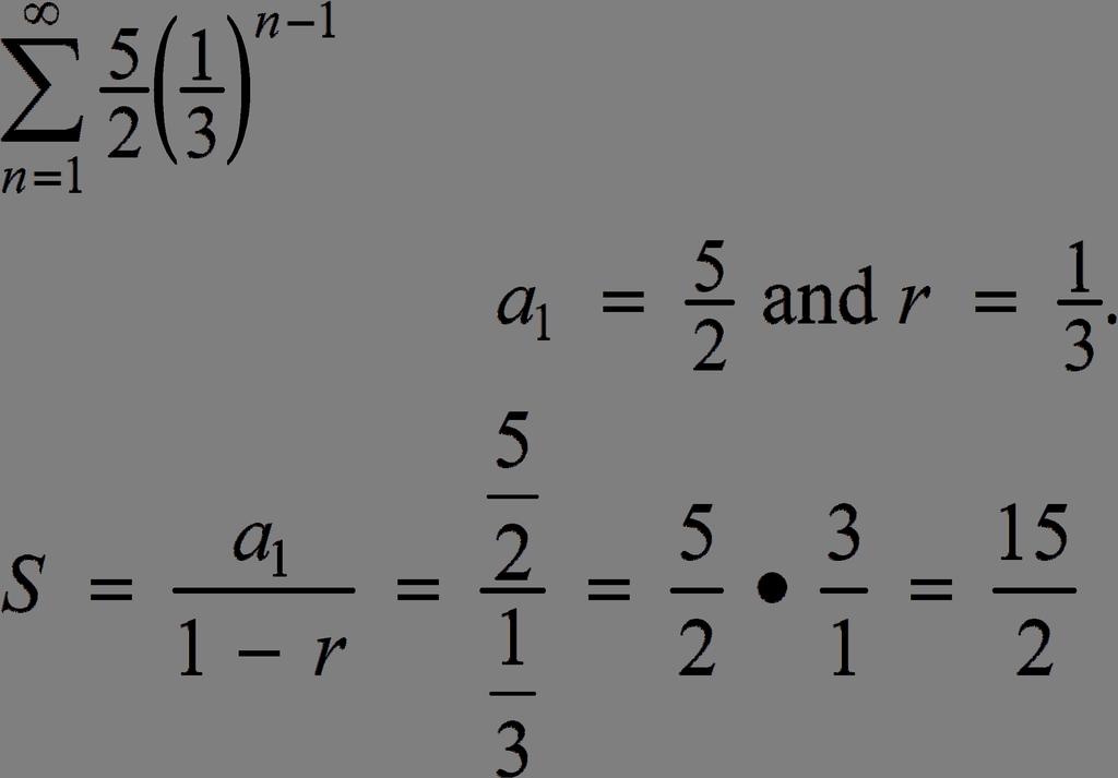 Describe and correct the error in finding the sum of the infinite geometric series. 7. Describe and correct the error in finding the sum of the infinite geometric series.