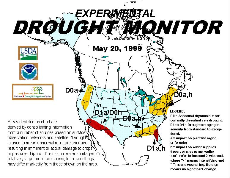 May, 1999 - The very first U.S. Drought Monitor!