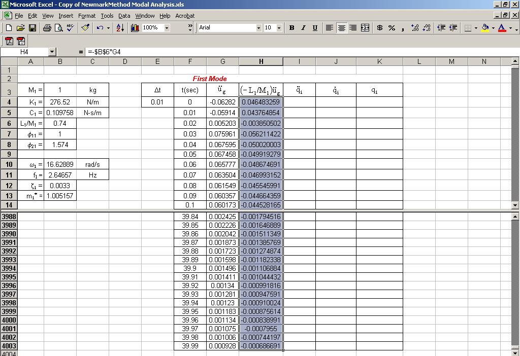 Step 3 Enter the Tme t & Appled Force f(t) nto the Spreadsheet t + = t t (Equaton 3) (F.