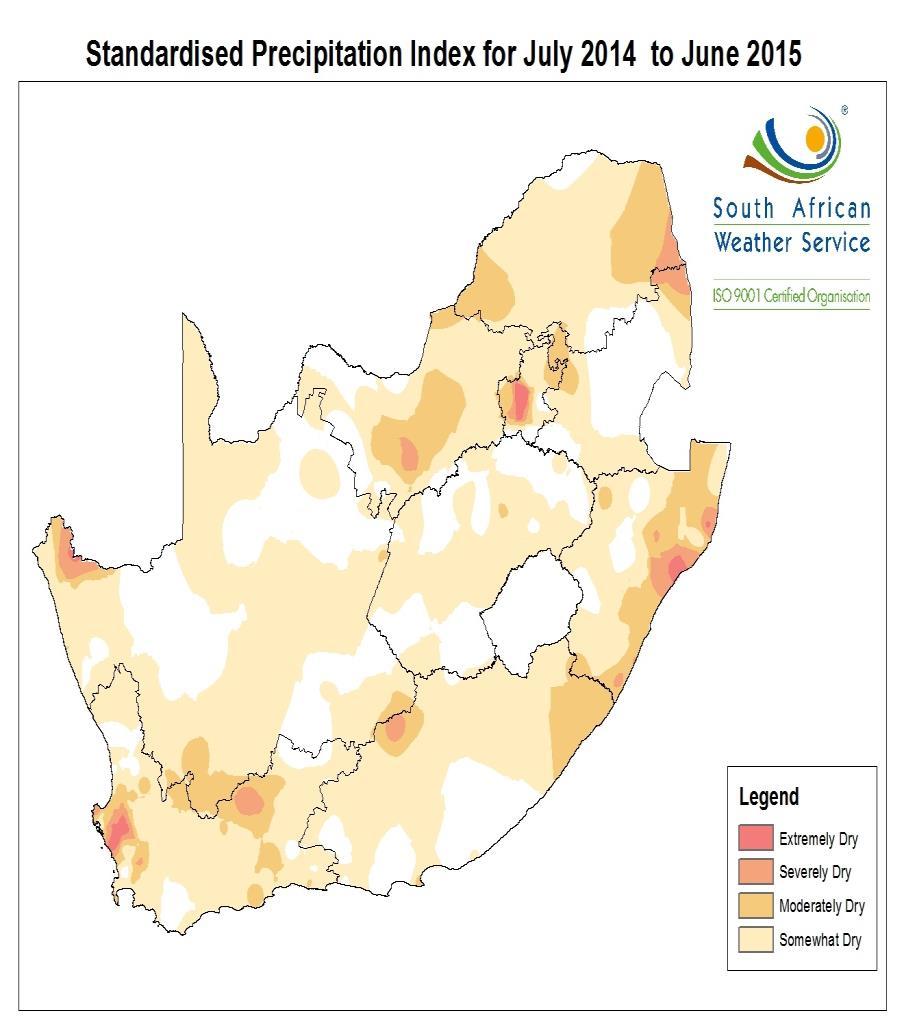 on average, the driest season for South Africa