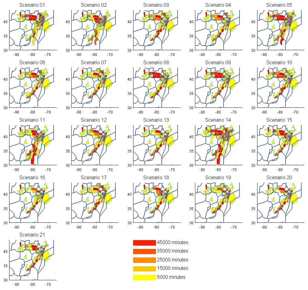 Generate Weather-Impact Scenarios via FCM Simulation 5 Sector Delays of 21