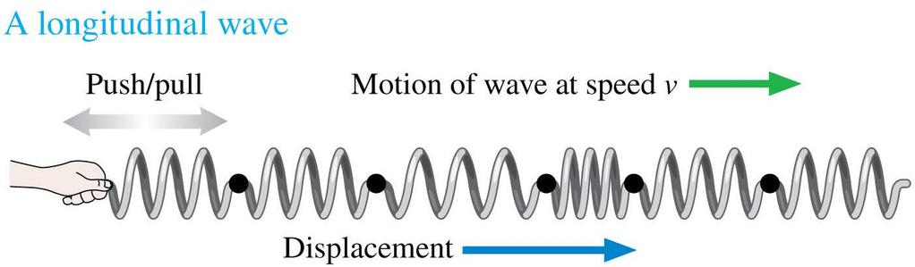 A Longitudinal Wave In a longitudinal wave, the particles in the medium move parallel to the direction in which the wave travels.