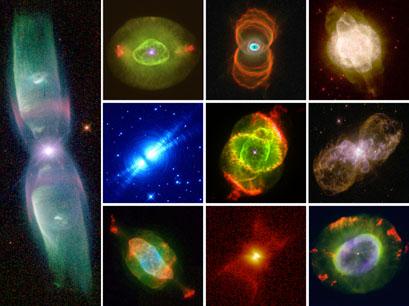 Planetary Nebulae Evolved stars can expel their envelopes to reveal their hot cores Intense UV flux from core can