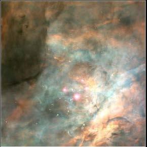 ONC optical Trapezium cluster (Orion Nebula Cluster) Note: at large