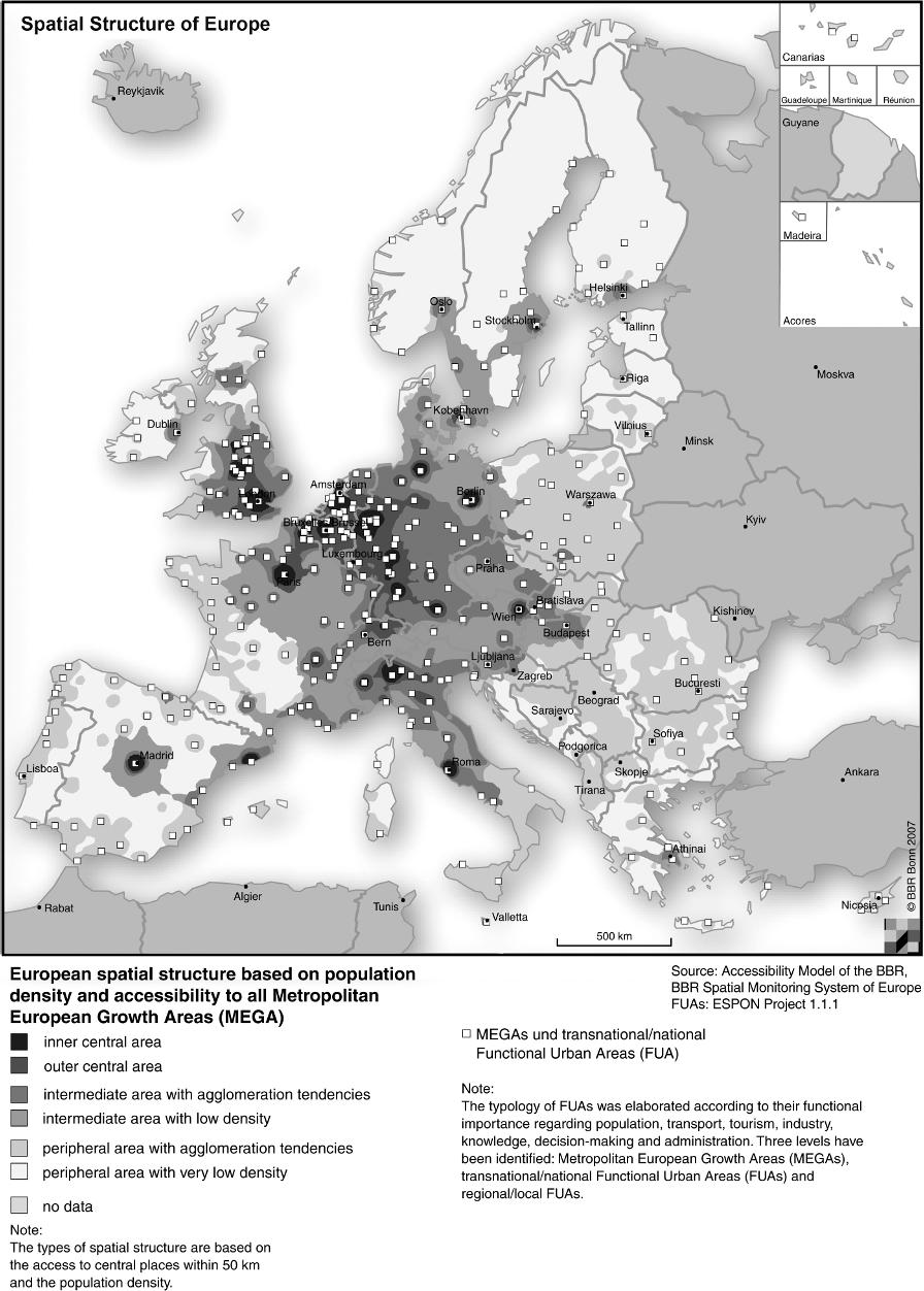 8 Territorial Cohesion Fig. 1: Spatial structure of Europe.