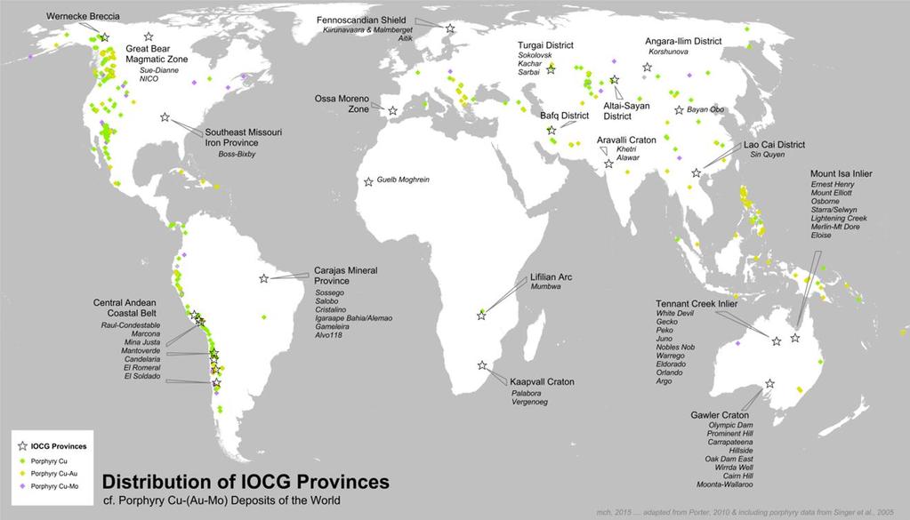 IOCG Provinces - Worldwide Distribution of global IOCG provinces.