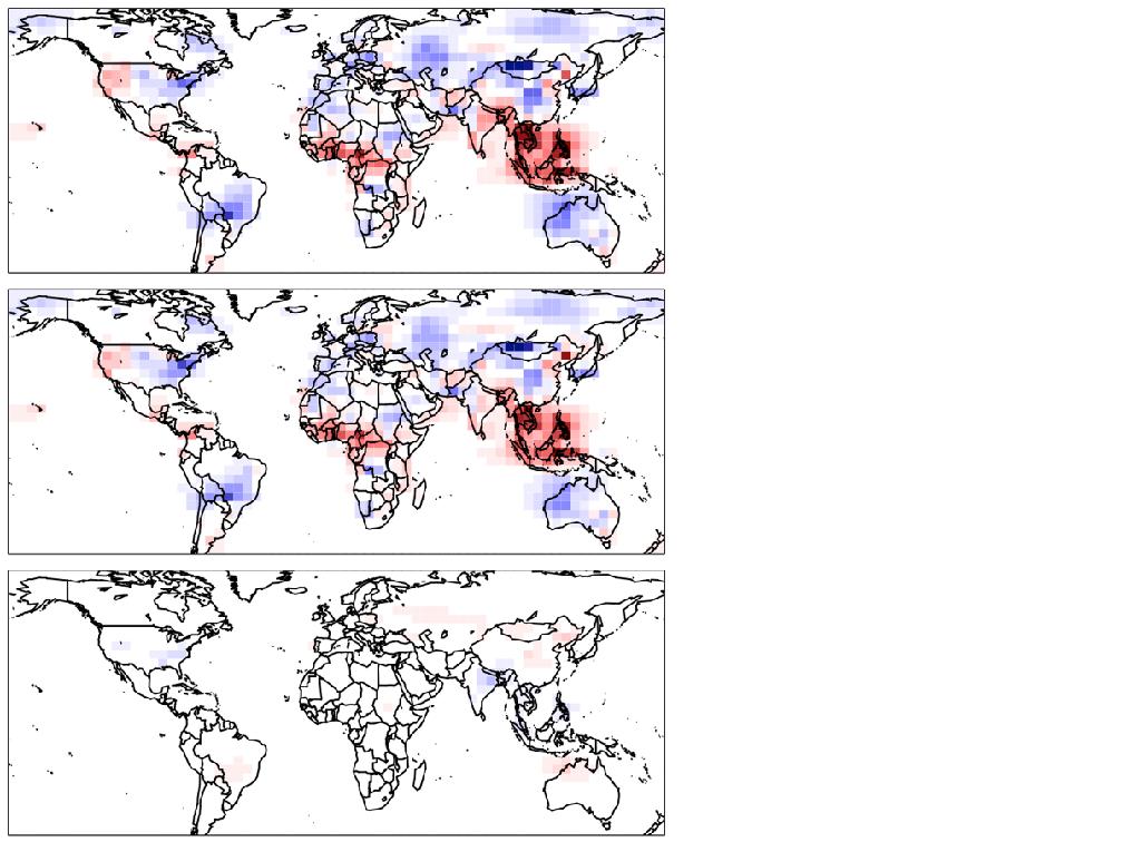 Land Use/Land Cover Change Affects Air Quality and Climate 2000-2050 change in cropland fraction following IPCC A1B Asynchronously