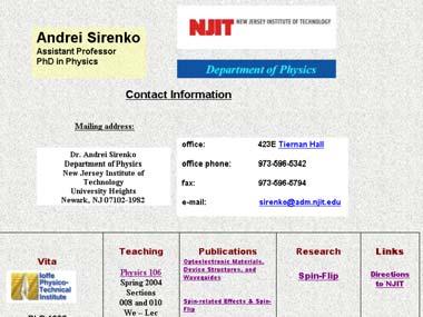 edu/~sirenko/ Lectures and Recitations: (TIER 106 ) Presentation of the concepts and techniques of Physics.