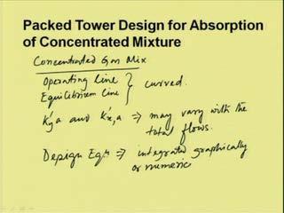 (Refer Slide Time: 31:27) Now, we will start the packed tower design for absorption of concentrated mixture, the simplified (( )), which we have discussed for dilute gas mixture is applicable for the