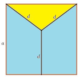 3 We equate the area of the square, which is a 2 to the sum of the area of the yellow triangle and the areas of the two congruent light blue trapezoids.