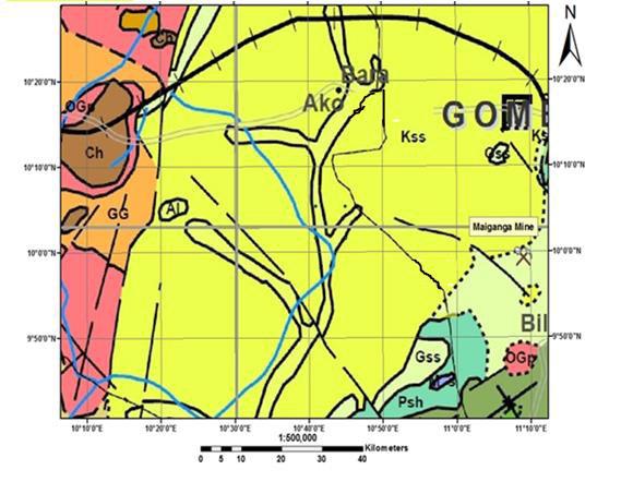 STUDY AREA Figure 1 Geological map of study area (Courtesy igeria Geological Survey) Methodology The Wenner-Schlumberger array was chosen for this survey.