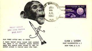 with chimpanzees, postmarks of Port Canaveral or Patrick Air Force Base with exact date and time may be shown when recording these early